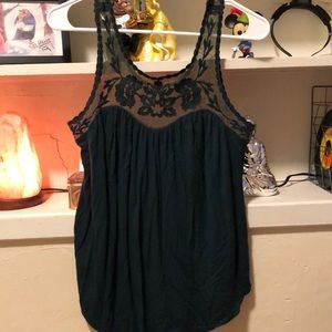 Embroidered Mesh Tank Top